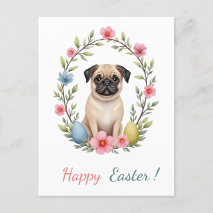 Osterkarte mit einem Foto eines Mops Feiertagspostkarte