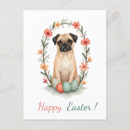 Osterkarte mit einem Foto eines Mops Feiertagspostkarte