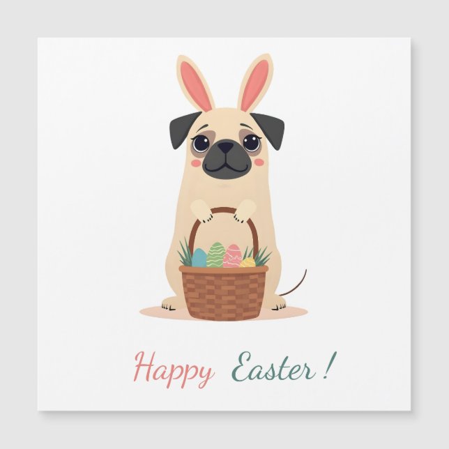 Osterkarte mit einem Foto eines Mops Magnetkarte (Vorderseite)