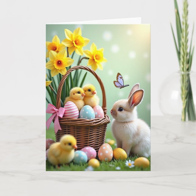 Osterkarte mit Frühlingsküken Karte (Vorderseite)