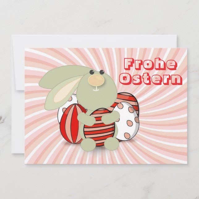 Osterkarte mit Hase und Eiern Feiertagskarte (Vorderseite)