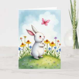 Osterkarte mit Hase und Schmetterling-Freund Karte