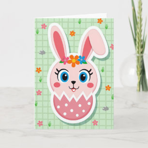 Osterkarte mit Hasenkopf im Polka-Punkt-Design Karte