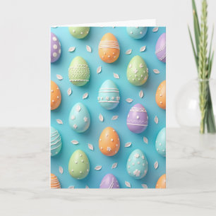 Osterkarte mit pastellfarbenen dekorierten Formen Karte