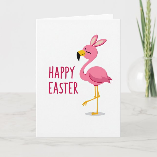 Osterkarte mit rosa Frühlingsvogel Karte (Vorderseite)