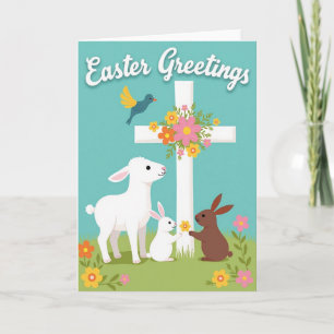 Osterkarte mit tierischen Freunden zur Frühlingsfr Karte