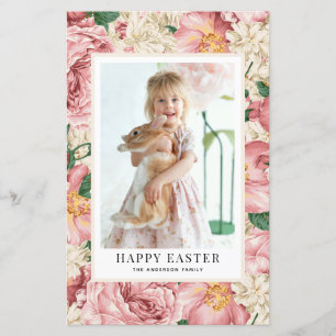 Osterkarte mit Vintage-Rose und Hortensien-Foto