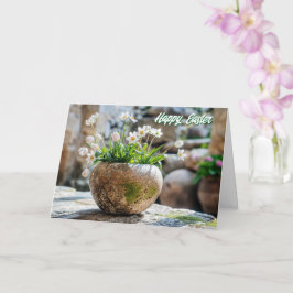 Osterkarte mit weißen Frühlingsblumen Karte