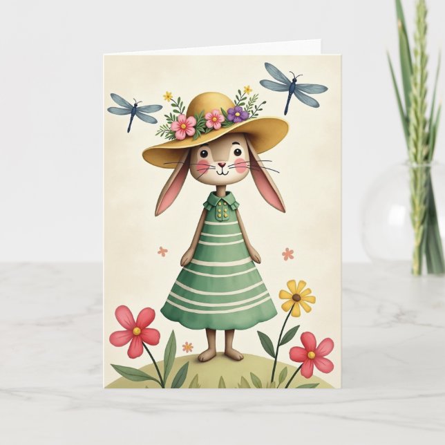 Osterkarte Sommerlicher Tag der Hasenblüten Karte (Vorderseite)