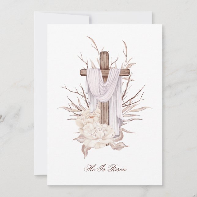 Osterkartenkreuz ist er Risen Dankeskarte (Vorderseite)