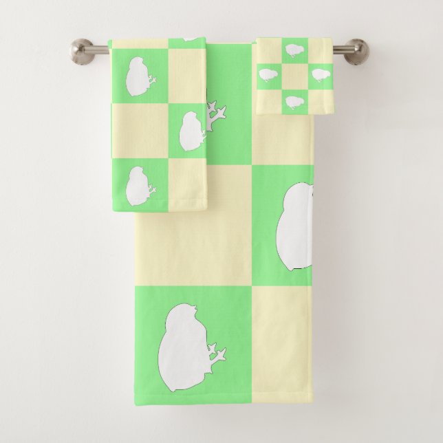 Osterkarton-Muster mit Motiv für Weißkick Badhandtuch Set (Insitu)