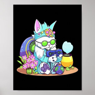 Osterkatze Bunny Funny Gamer Video Game Boys Girls Poster
