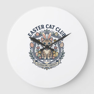 Osterkatze Katze Grafik T-Shirt Kunst - Osterkatze Große Wanduhr