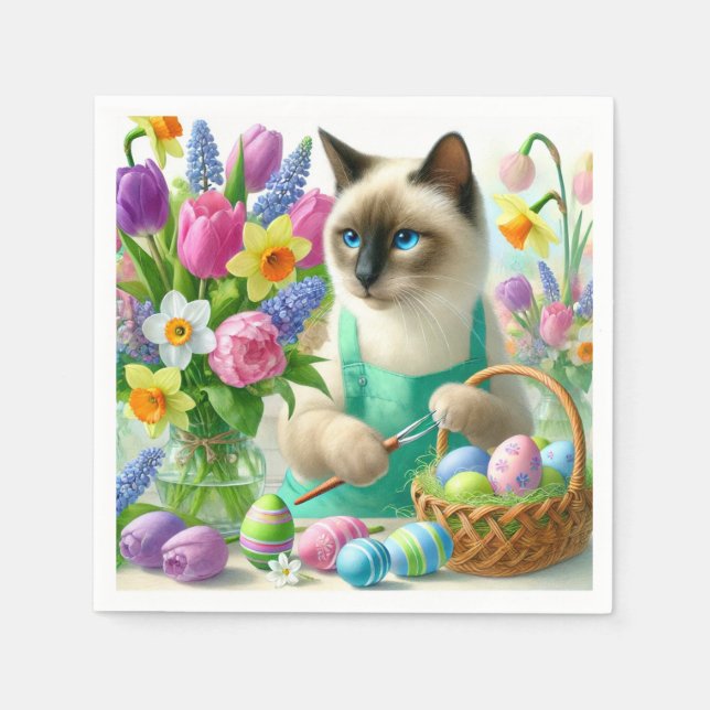Osterkatze mit Eier-Servietten Serviette (Vorderseite)