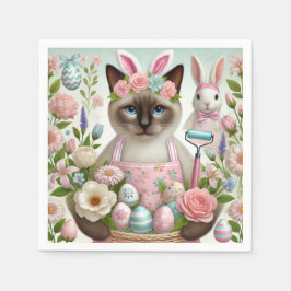 Osterkatze mit Eiern Serviette