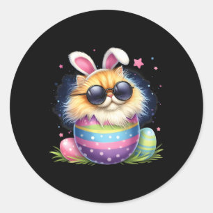 Osterkatze mit Hasenohren Ostertag Ostereiersuche Runder Aufkleber