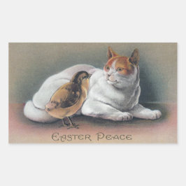 Osterkatze und Küken Rechteckiger Aufkleber
