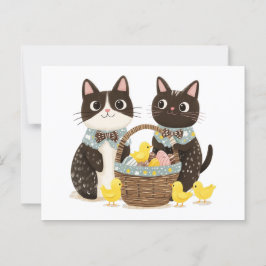 Osterkatzen Osterkörbe Kindermädchen Postkarte