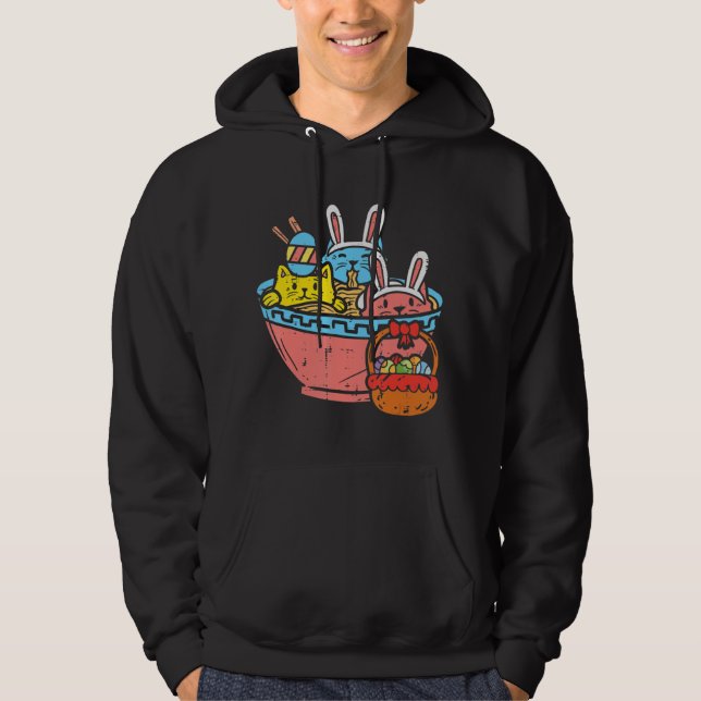 Osterkatzen Ramen Bunny Ears Egg Kawaii Japanisch  Hoodie (Vorderseite)