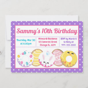 Osterkekse Donuts und Süßigkeiten Geburtstagsparty Einladung