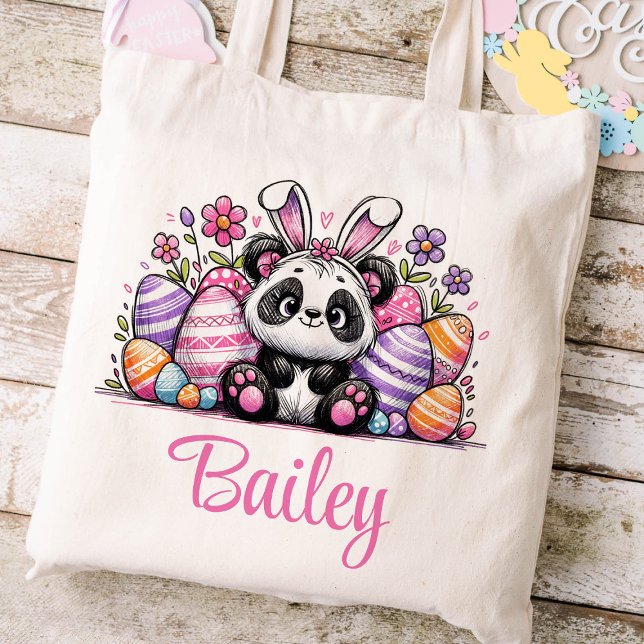Osterkids Name Girls Bunny Panda Bär Tragetasche (Panda Girls Easter Tote)