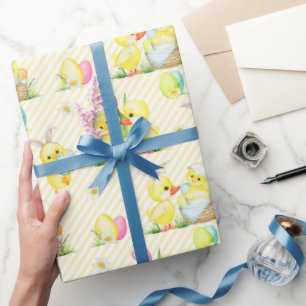 Osterkinder und -enten geschenkpapier