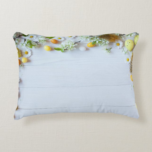 Osterkirschmuck: Gelbe Eier. Dekokissen (Vorderseite)