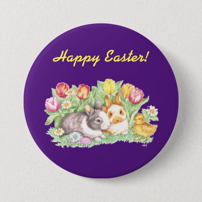 Osterknopf mit Vintage-Hasen Button (Vorderseite)
