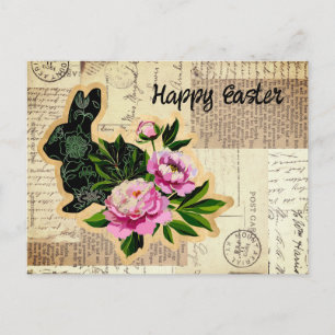 Osterkollage-Postkarte mit Vintage-Hasen Postkarte