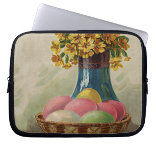 Osterkorb Eier Blumen Antik Laptopschutzhülle