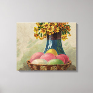 Osterkorb Eier Blumen Antik Leinwanddruck