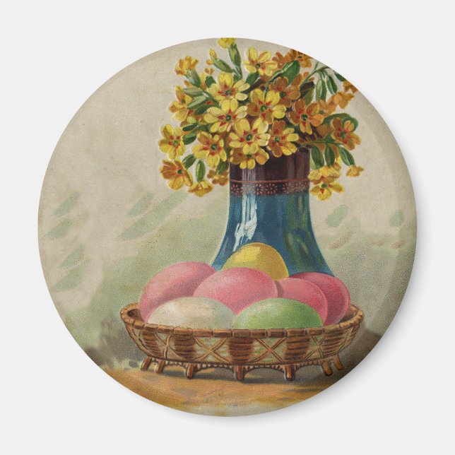 Osterkorb Eier Blumen Antik Magnet (Vorne)