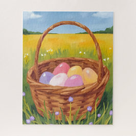Osterkorb-Eierjagd Pastell Wasserfarbe Puzzle