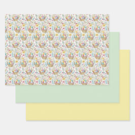 Osterkorb & Frühlings-Blumen-Trio Geschenkpapier Set