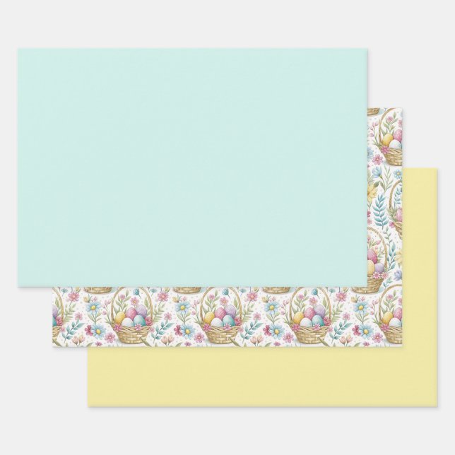 Osterkorb & Frühlings-Blumen-Trio Geschenkpapier Set (Set)
