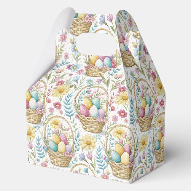 Osterkorb & Frühlingsblumenmuster Geschenkschachtel (Vorderseite)