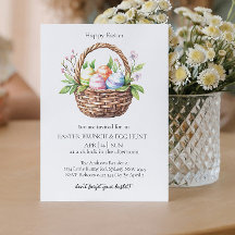 Osterkorb mit Ei- und Eierjagd Einladung