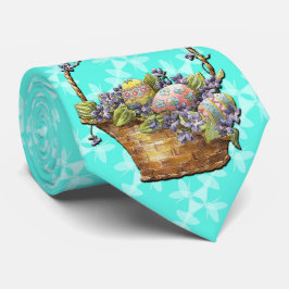 Osterkorb Türkis Scheckförmige Krawatte Design