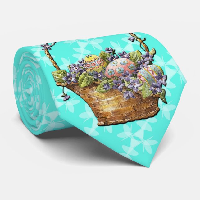 Osterkorb Türkis Scheckförmige Krawatte Design (Gerollt)