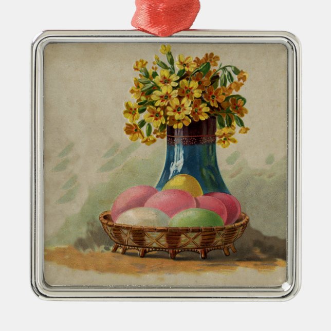 Osterkörbchen Blume Antike Ornament Aus Metall (Vorne)