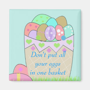 Osterkörbchen mit Spruch Magnet
