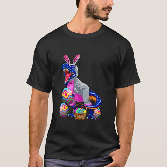 Osterkörbe Bunny Dinosaurier Ei T Rex Kinder Junge T-Shirt (Vorderseite)