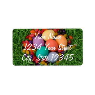 Osterkörbe - Frühlingsgefärbte Eier Jelly Beans Adressaufkleber