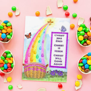 Osterkörbe-Regenbogenkarte Feiertagskarte