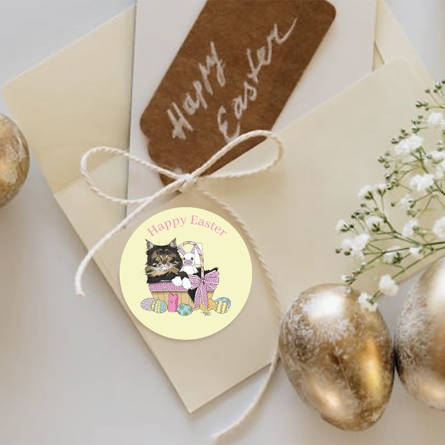 Osterkörbe Tabby Kitten Runder Aufkleber (Von Creator hochgeladen)