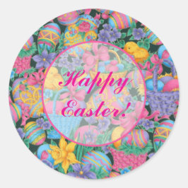 Osterkörbe und Eieraufkleber Runder Aufkleber