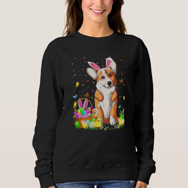Osterkorgi Hund Bunny Egg Jagd Corgi Ostern Su Sweatshirt (Vorderseite)