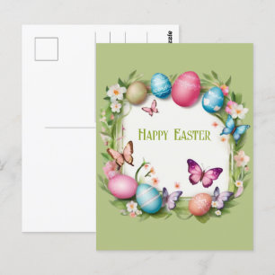 Osterkranz: Frohe Ostern -  Postkarte