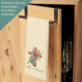 Osterkreuz "Er ist Risen" Geschirrtuch