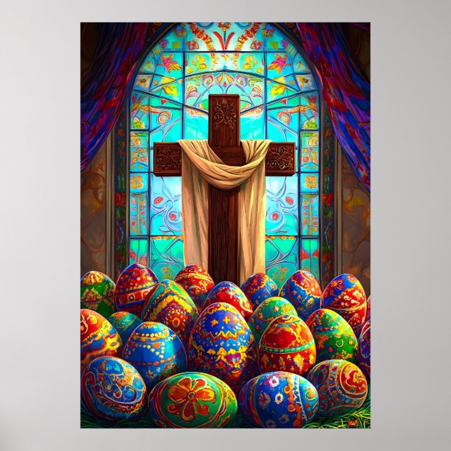 Osterkreuz Jesus Christentum Mauer Kunst Poster (Vorne)